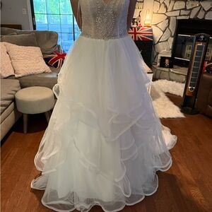 Christina Wu Ivory Wedding Gown with Silver Accents